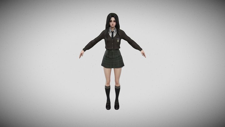 School in Uniform girl 3D Model