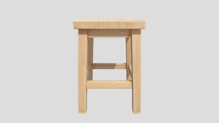 Simple Wooden Stool 3D Model