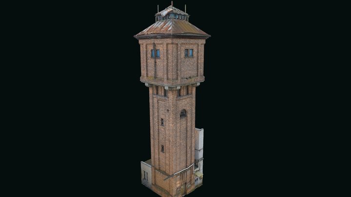90-year old Industrial Water Tower 3D Model