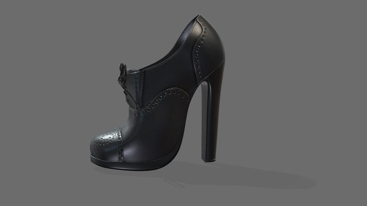 Female High Heels Oxford Shoes 3D Model