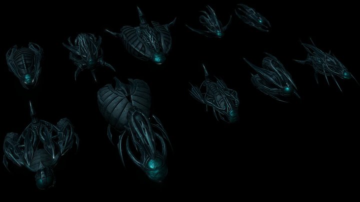 SpaceShips Constructor 7. Xenomorph theme. 3D Model