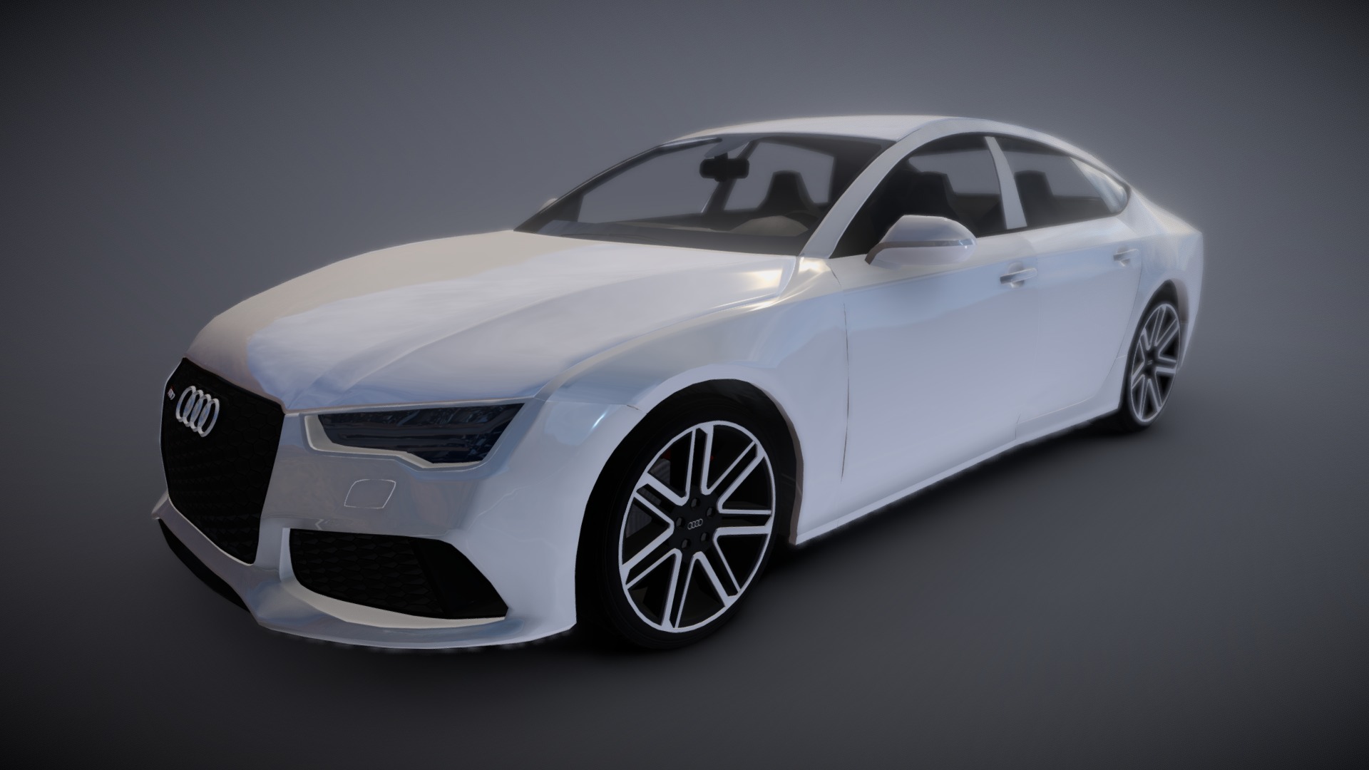 3D model LowPoly Audi-rs7 - This is a 3D model of the LowPoly Audi-rs7. The 3D model is about a white car with a black background.