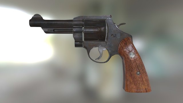Low Poly Revolver 3D Model