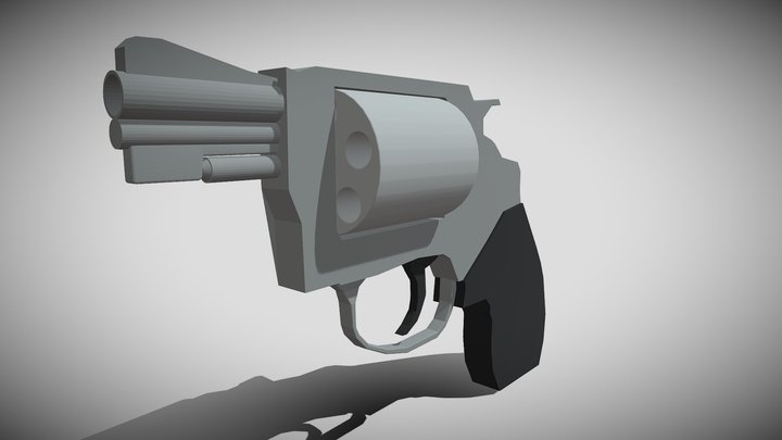 Snub Nose Revolver With Simple Colors 3D Model