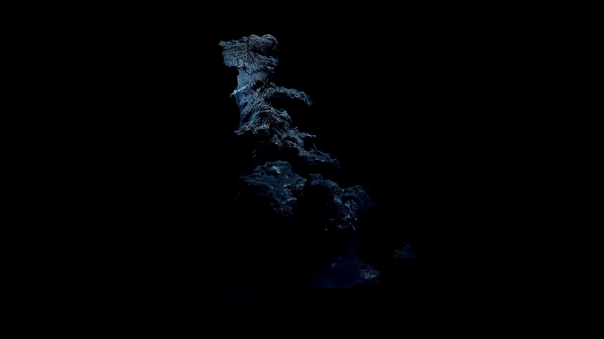 3D model Low Poly Deep Sea Hydrothermal Vent #2 - This is a 3D model of the Low Poly Deep Sea Hydrothermal Vent #2. The 3D model is about a rock formation in the dark.