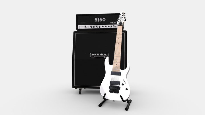 Metal Guitar Amp Stack Stage 3D Model