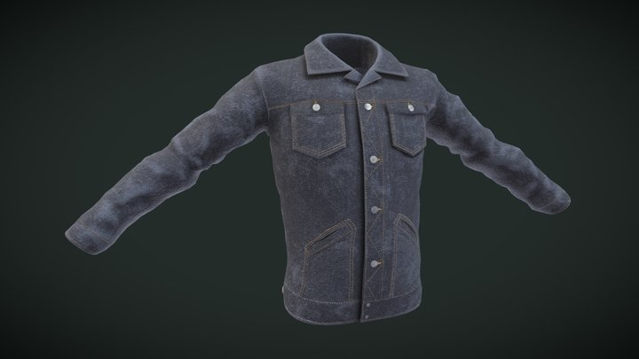 Modern Denim Jacket 3D Model