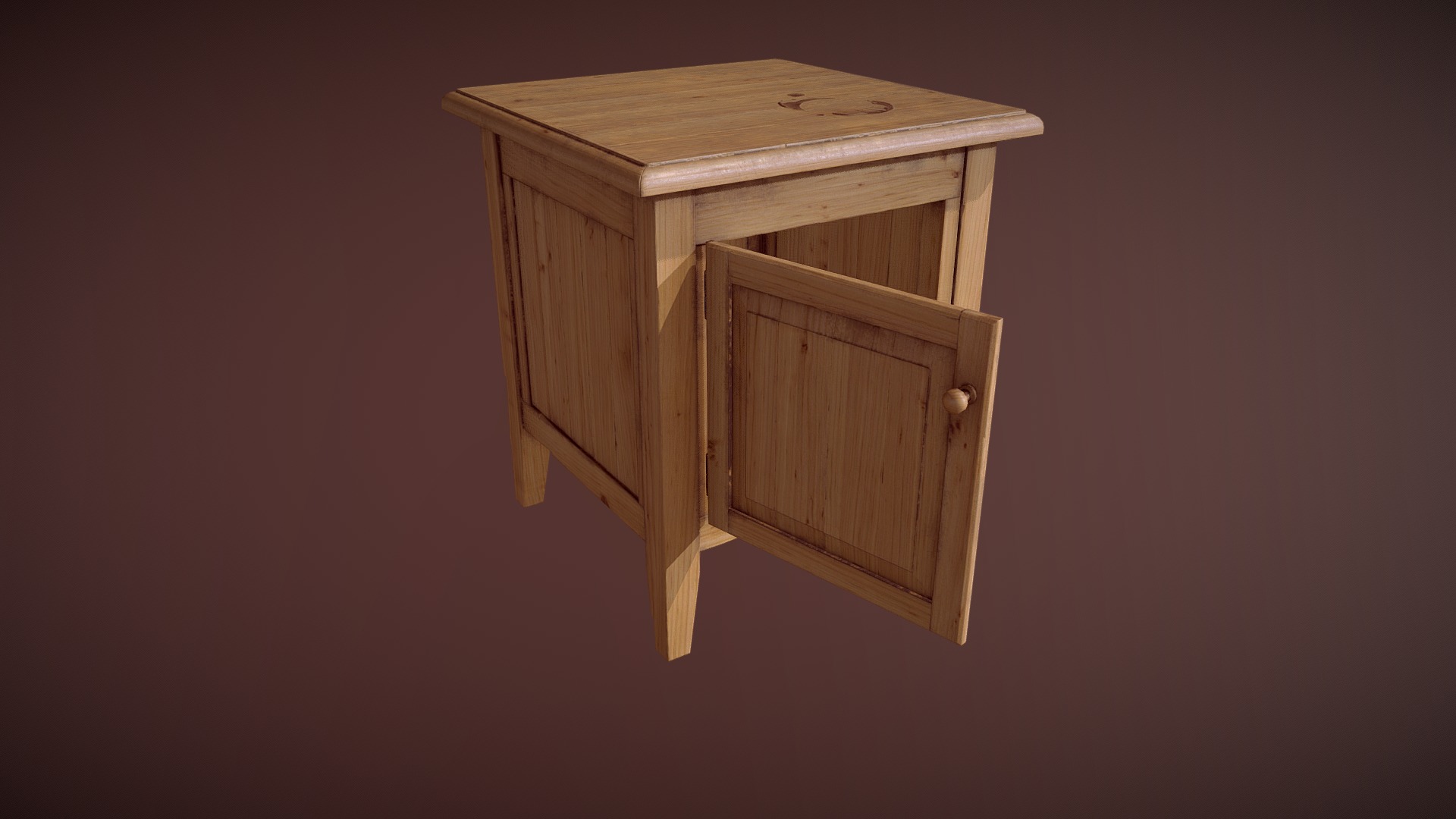 3D model Small Table - This is a 3D model of the Small Table. The 3D model is about a wooden cabinet with a door.