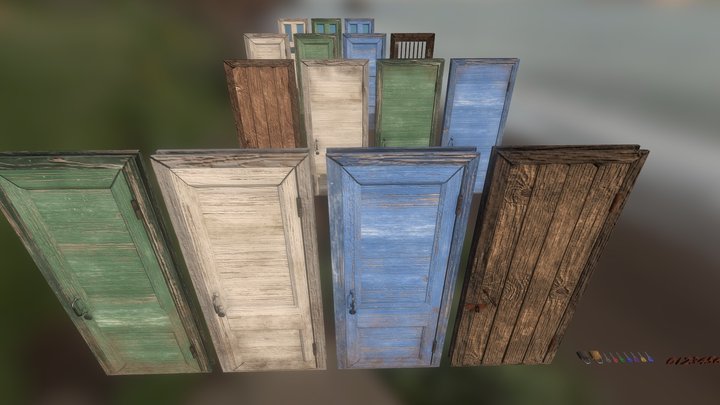 Door Pack Asset + key pack (one material) 3D Model