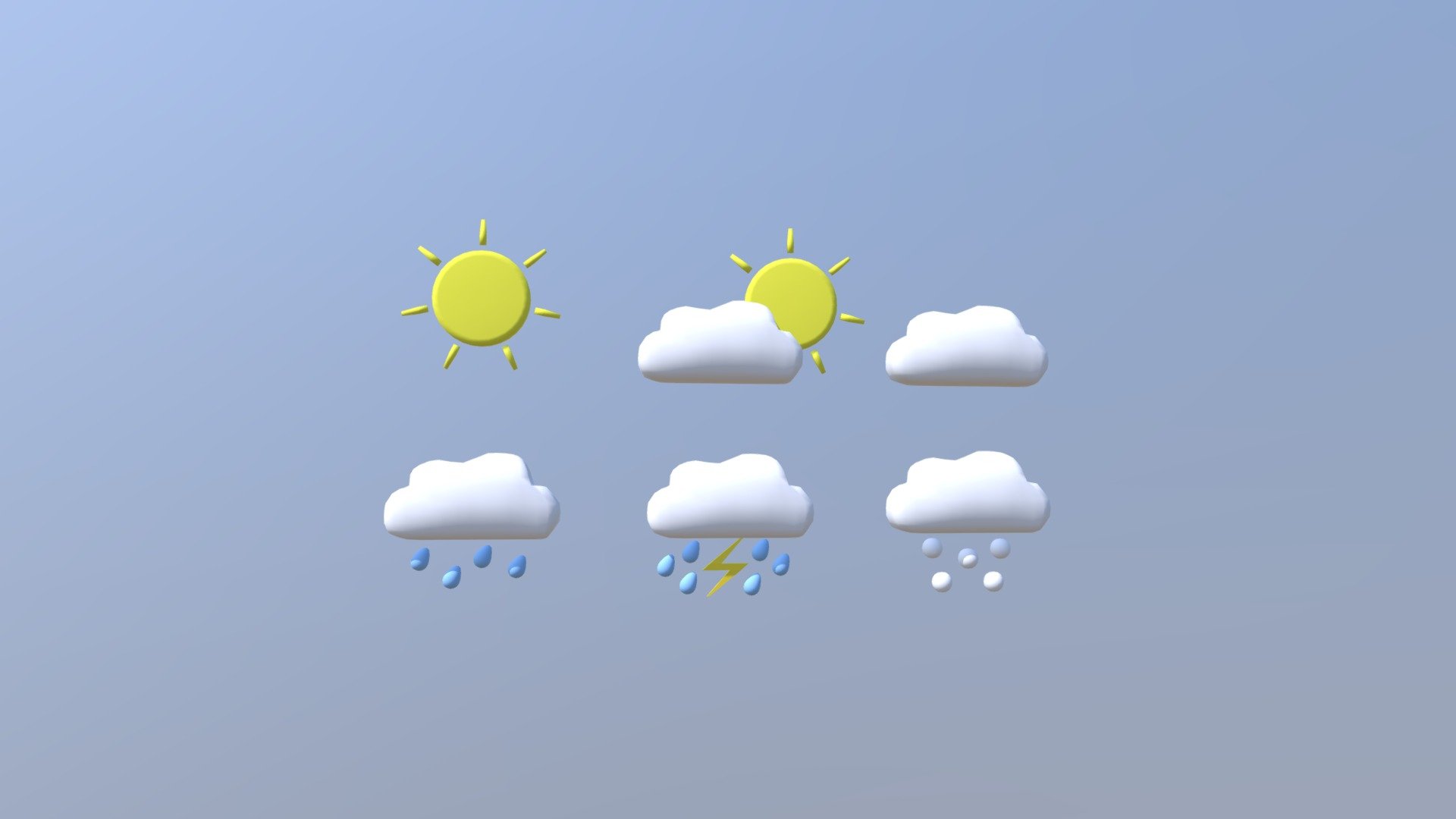 Low Poly Cartoon Weather Symbols - Buy Royalty Free 3D model by ...