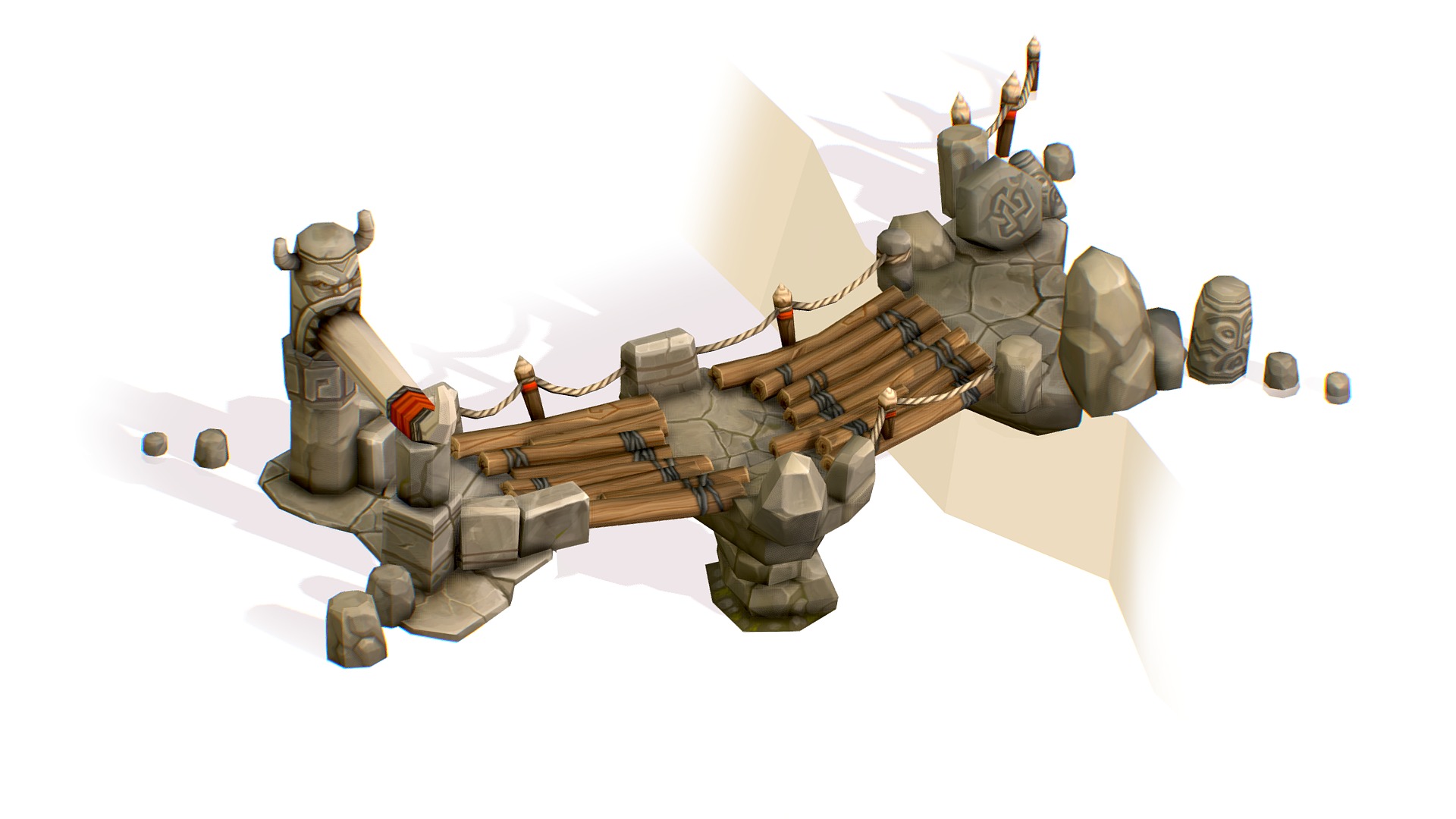 3D model Handpaint Cartoon Stoned Wooden Bridge Structure - This is a 3D model of the Handpaint Cartoon Stoned Wooden Bridge Structure. The 3D model is about a robot with a gun.