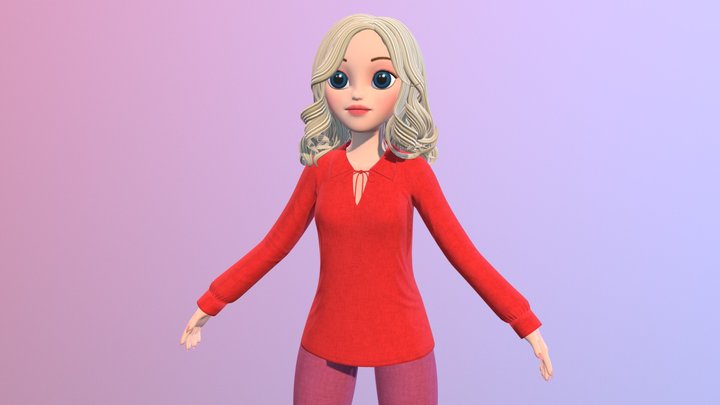 Cartoon Girl Hair #6 3D Model