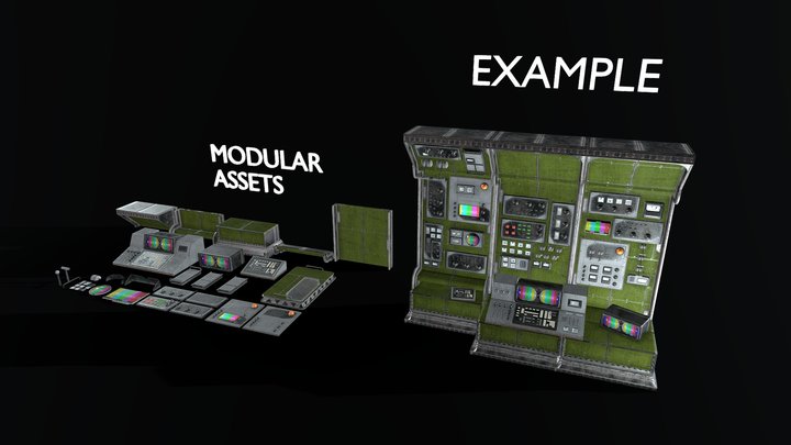 Retro Control Room | Retro Sci-fi Asset Pack 3D Model