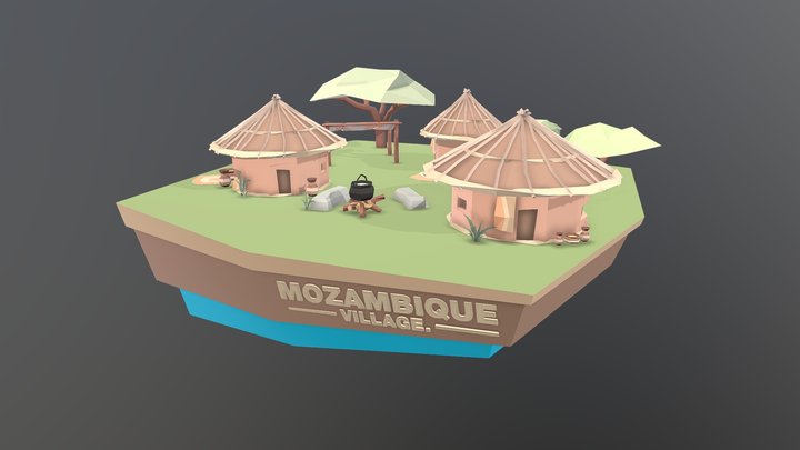Turntable Mozambique Village V2 3D Model