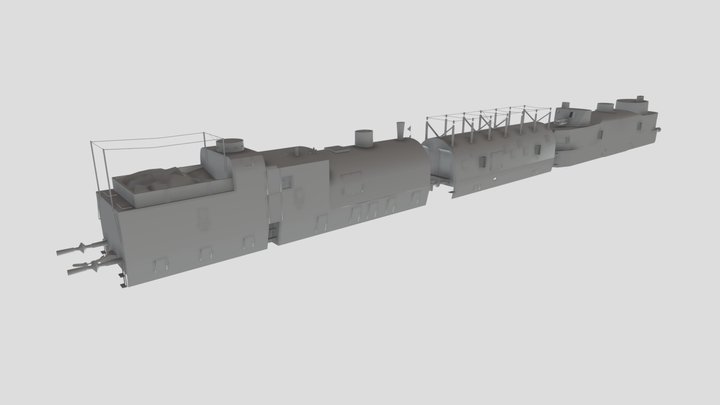 Polish armored train Śmiały 3D Model