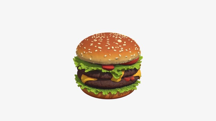 Stylized Double Cheeseburger 3D Model