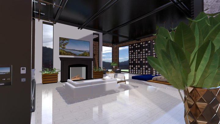 HOUSE BLACK - LOFT LIVING SPACE 3D Model