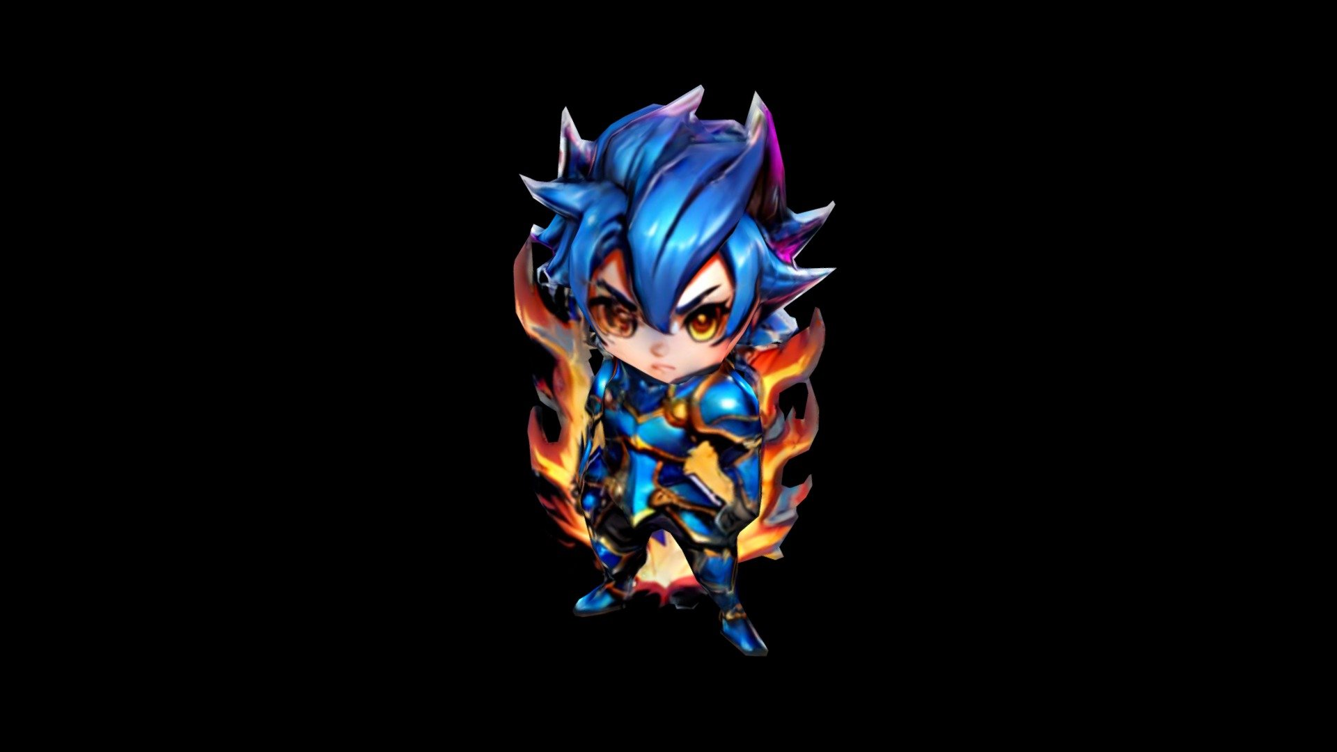 A fierce young warrior with blue hair and armor - Download Free 3D ...