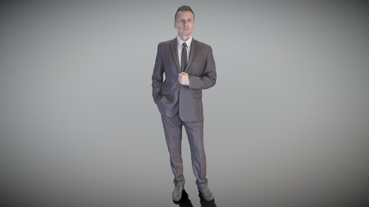 Respectable man in a black suit 128 3D Model