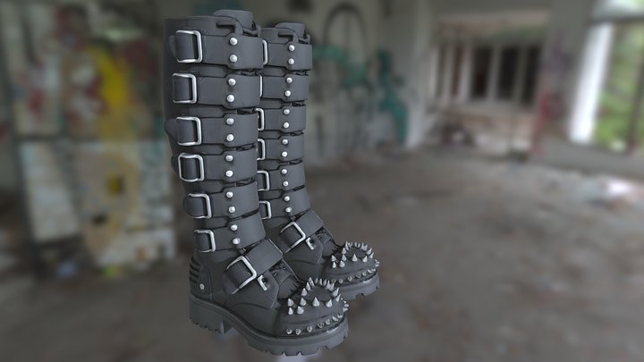 Spiked Utility Boots 3D Model