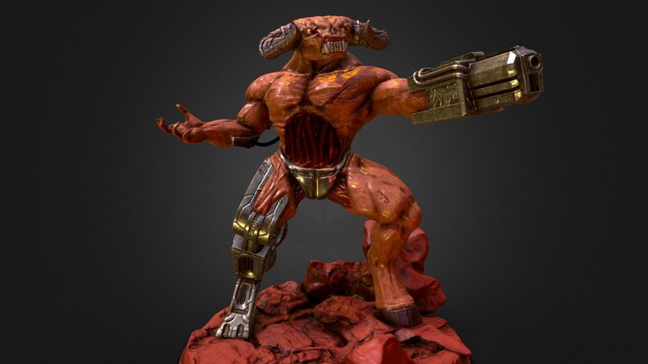Doom Cyber-Demon Sculpture 3D Model