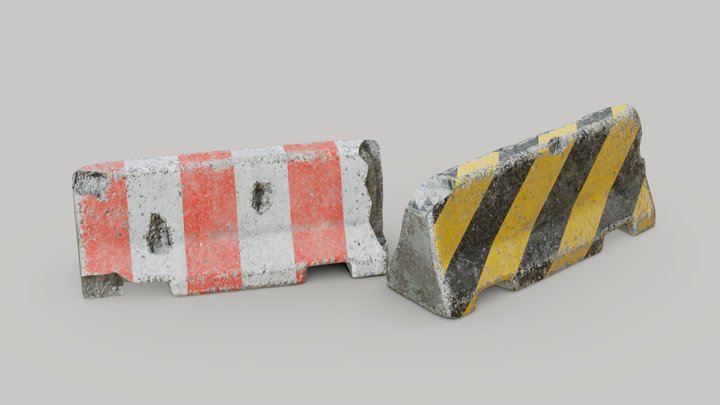 Weathered Concrete Barriers – Modello 3D gratuito STL