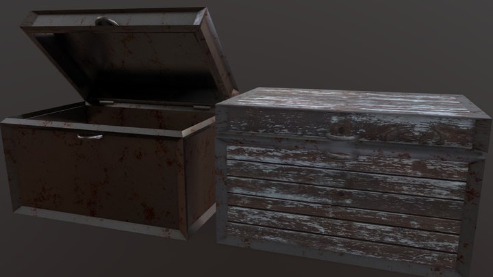 Wood Chest / Metal Chest (PBR Materials) 3D Model