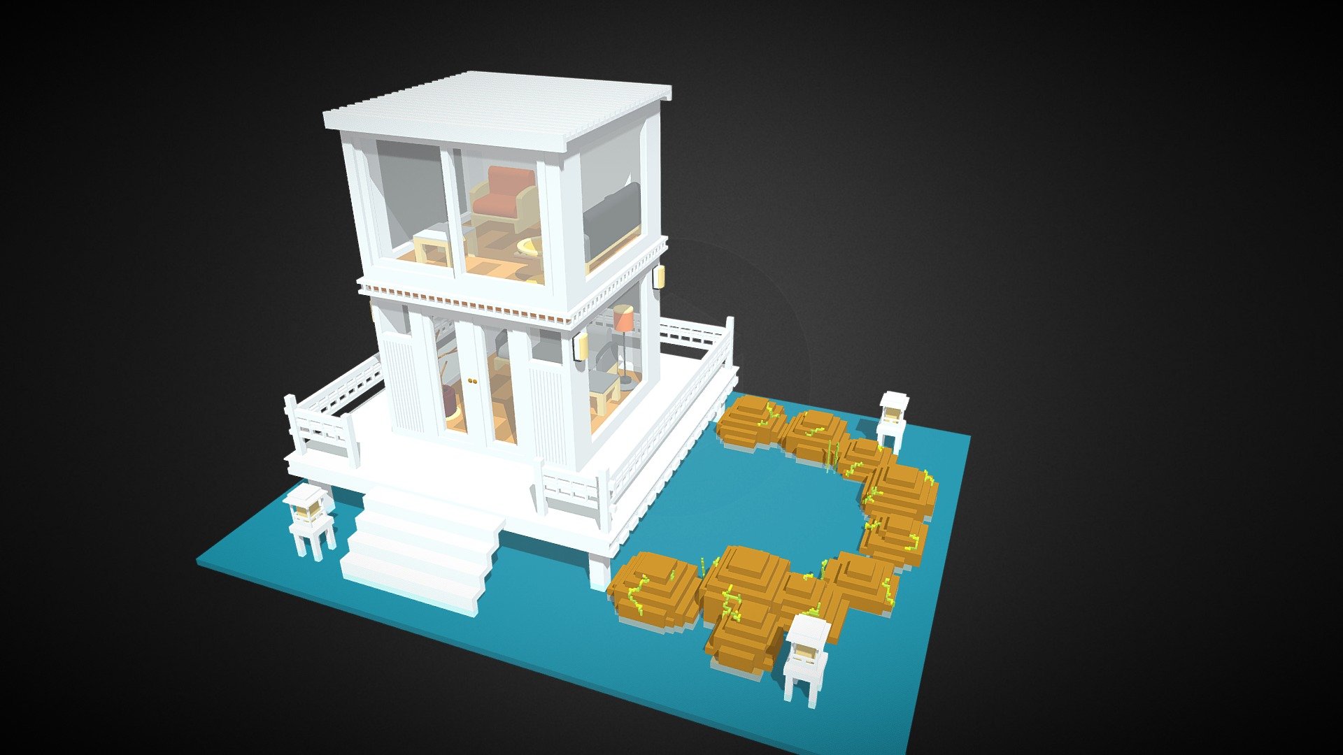 Small White Courtyard Building