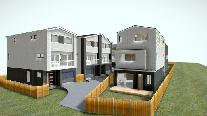 7 Duplex Houses 3D Model
