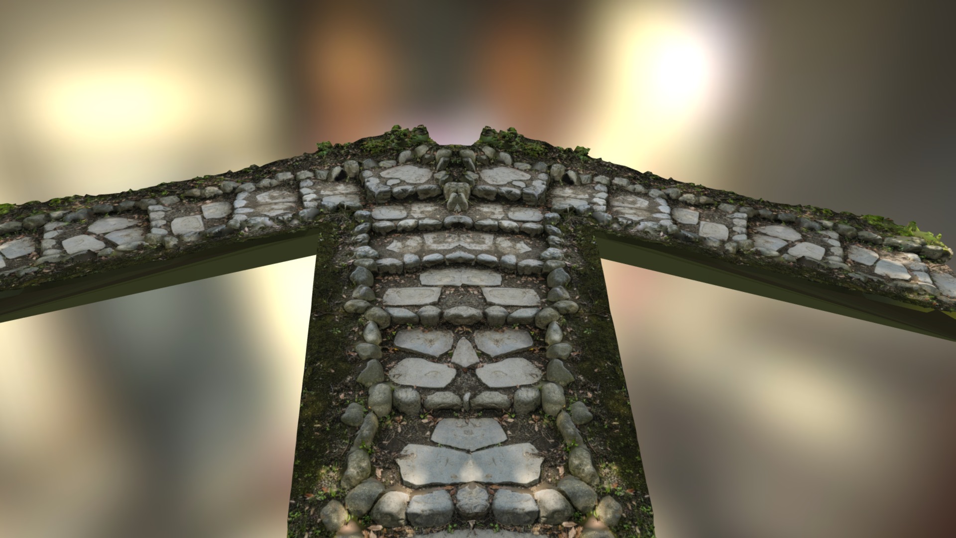 3D model Arrow stone stairs photogrammetry scan - This is a 3D model of the Arrow stone stairs photogrammetry scan. The 3D model is about a stone structure with a stone wall.