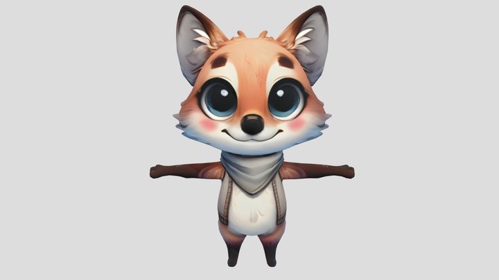 Fenneko The Adorable Fox Mascot 3D Lowpoly 3D Model