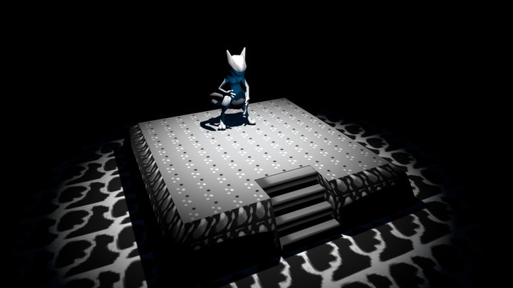 low-poly Mewtwo Cerulean Cave 3D Model