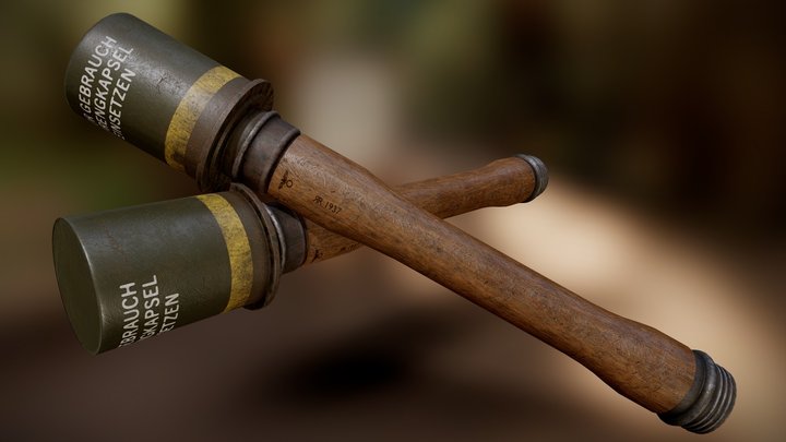 Stielhandgranate 24 (German Stick Grenade) 3D Model