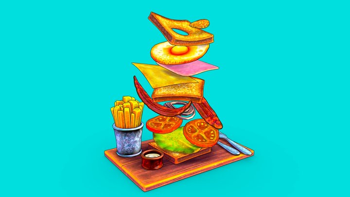 Sketchfab Weekly - Food - American Sandwich 3D Model