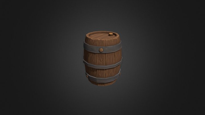 Stylized hand painted barrel 3D Model