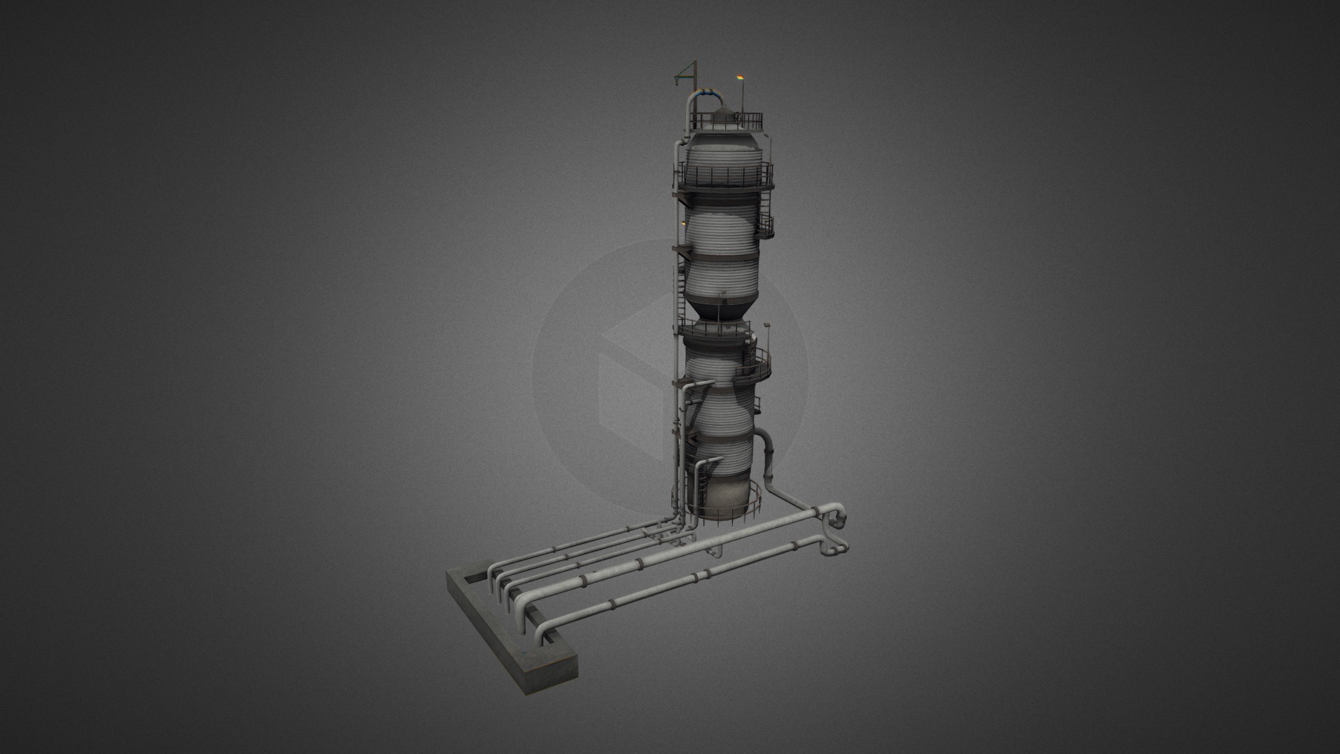3D model Oil Refinery 01 - This is a 3D model of the Oil Refinery 01. The 3D model is about a satellite in the sky.