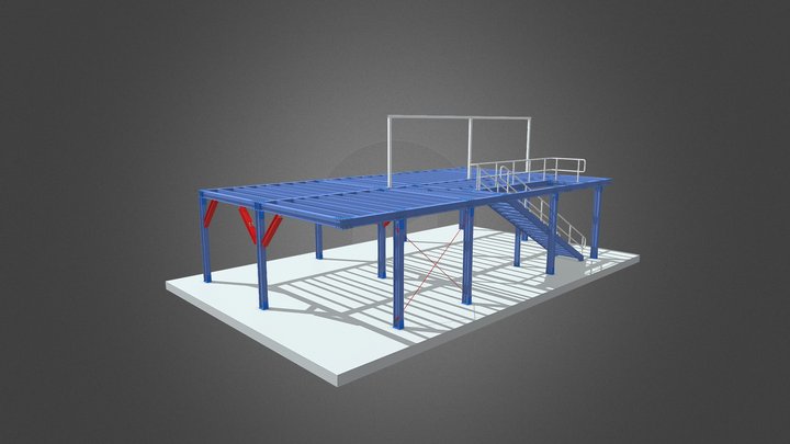 Mezzanine Floor Office with Bracings 3D Model
