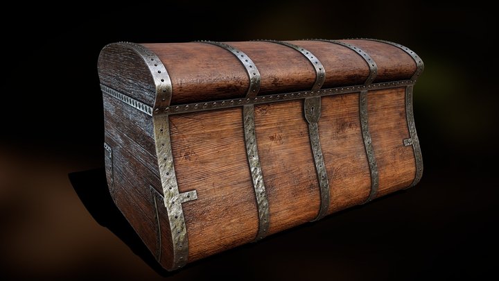Old Wooden Sea Chest 3D Model