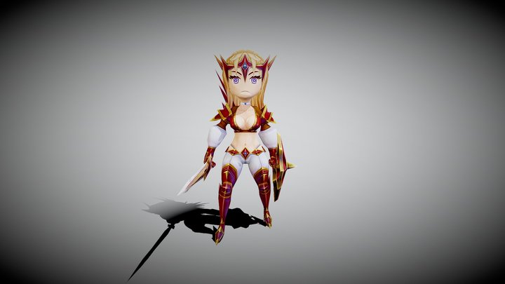 Hero Female Knight 3D Model