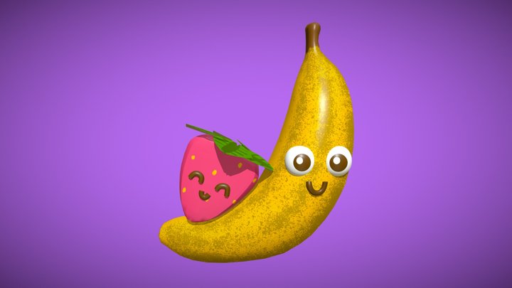 Banana and strawberry 3D Model