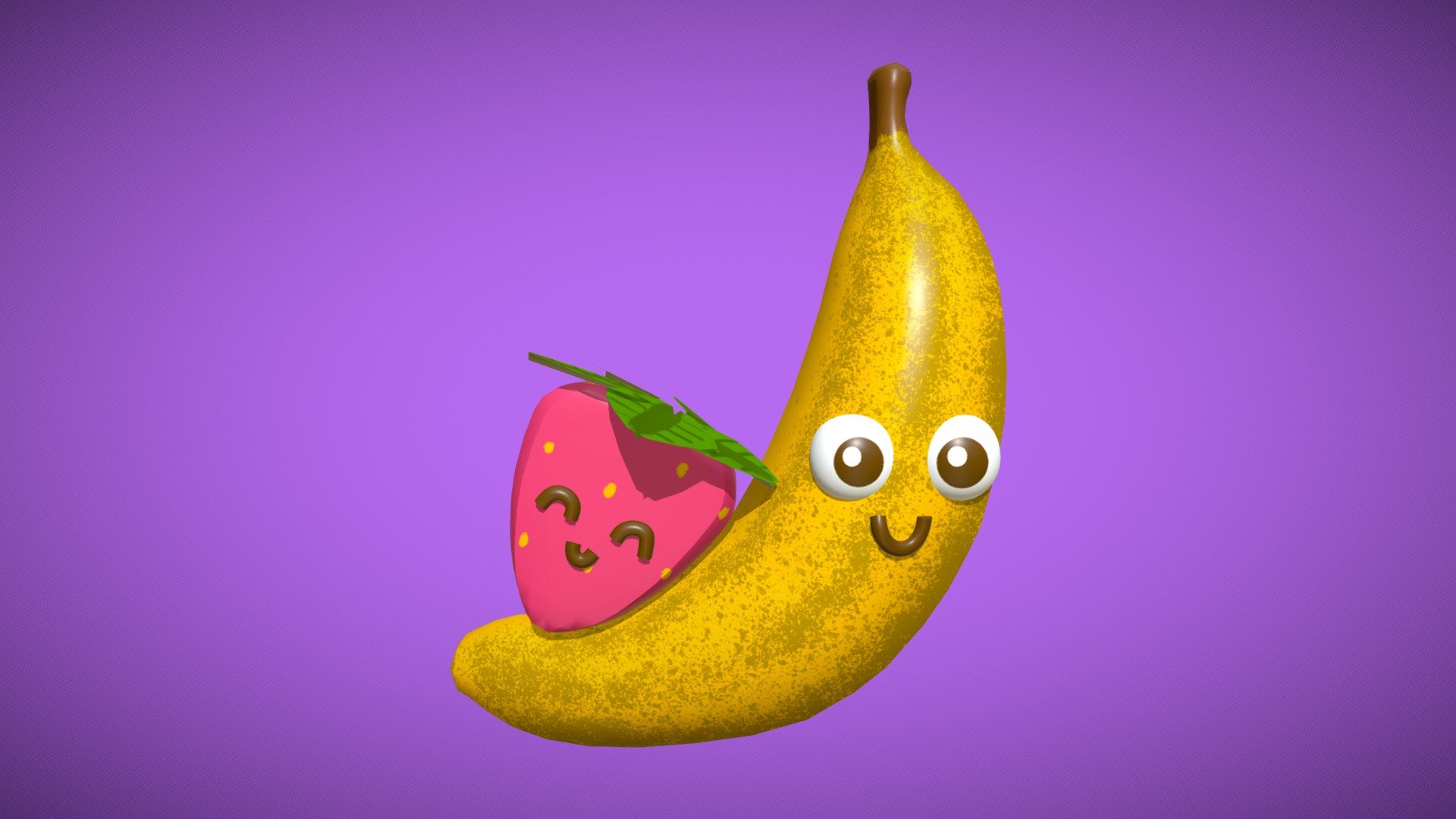 Banana and strawberry 3D model by Maria Rojas (MariaRojas) [58d051a