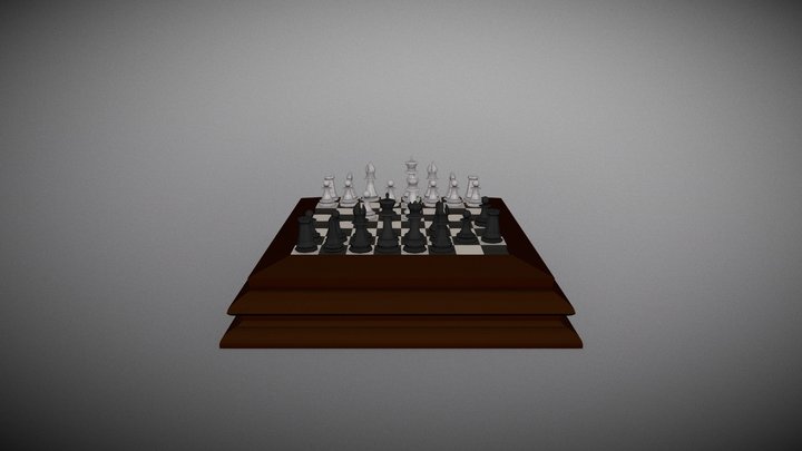 Chess Board And Pieces 3D Model
