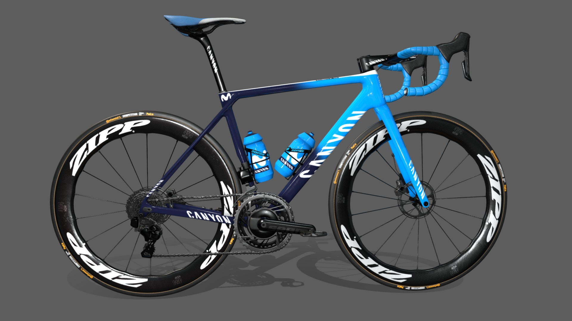3D model Roadbike Canyon Ultimate CF SLX - This is a 3D model of the Roadbike Canyon Ultimate CF SLX. The 3D model is about a blue bicycle with a blue handlebars.