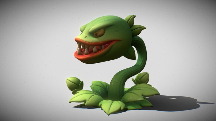 Cartoon flesh-eating plant with animations
