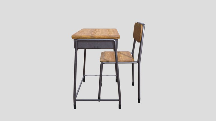 School Desk 3D Model