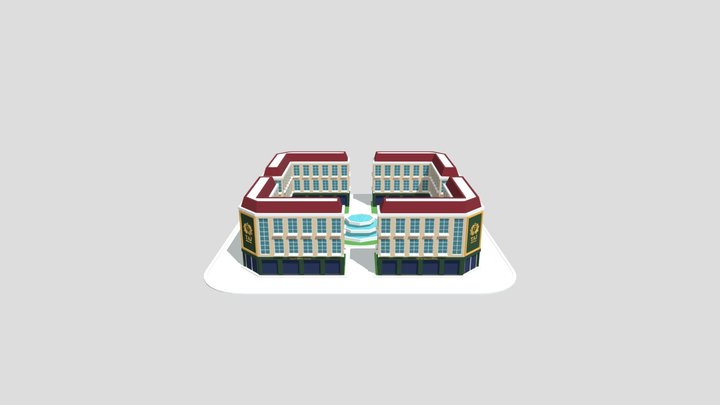 Low poly 5 star Hotel Building 3D model 3D Model