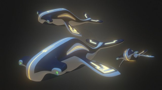 Cybernetic Hammerhead Whales 3D Model