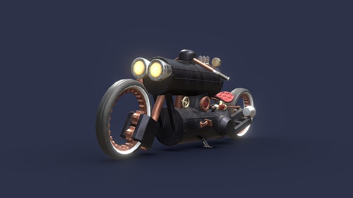 Steampunk Motorcycle 3D Model