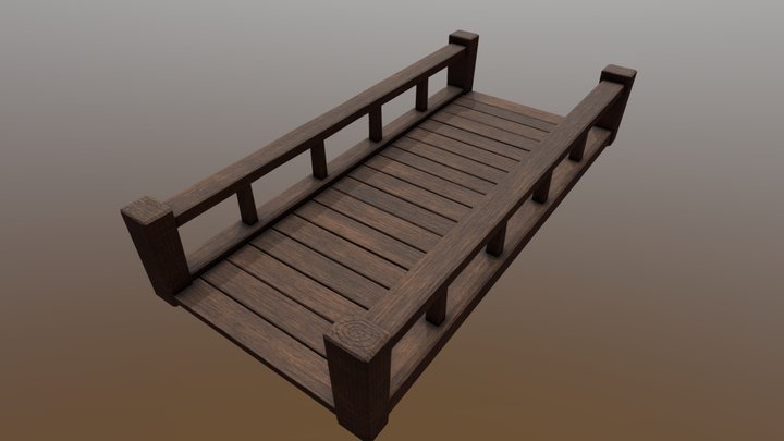 Simple Wooden Bridge 3D Model