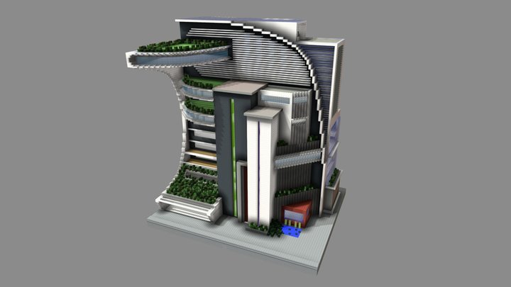 Modern house Voxel 3D Model